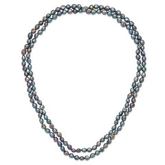9-10mm Baroque Black Freshwater Cultured Pearl Endless 64in Necklace