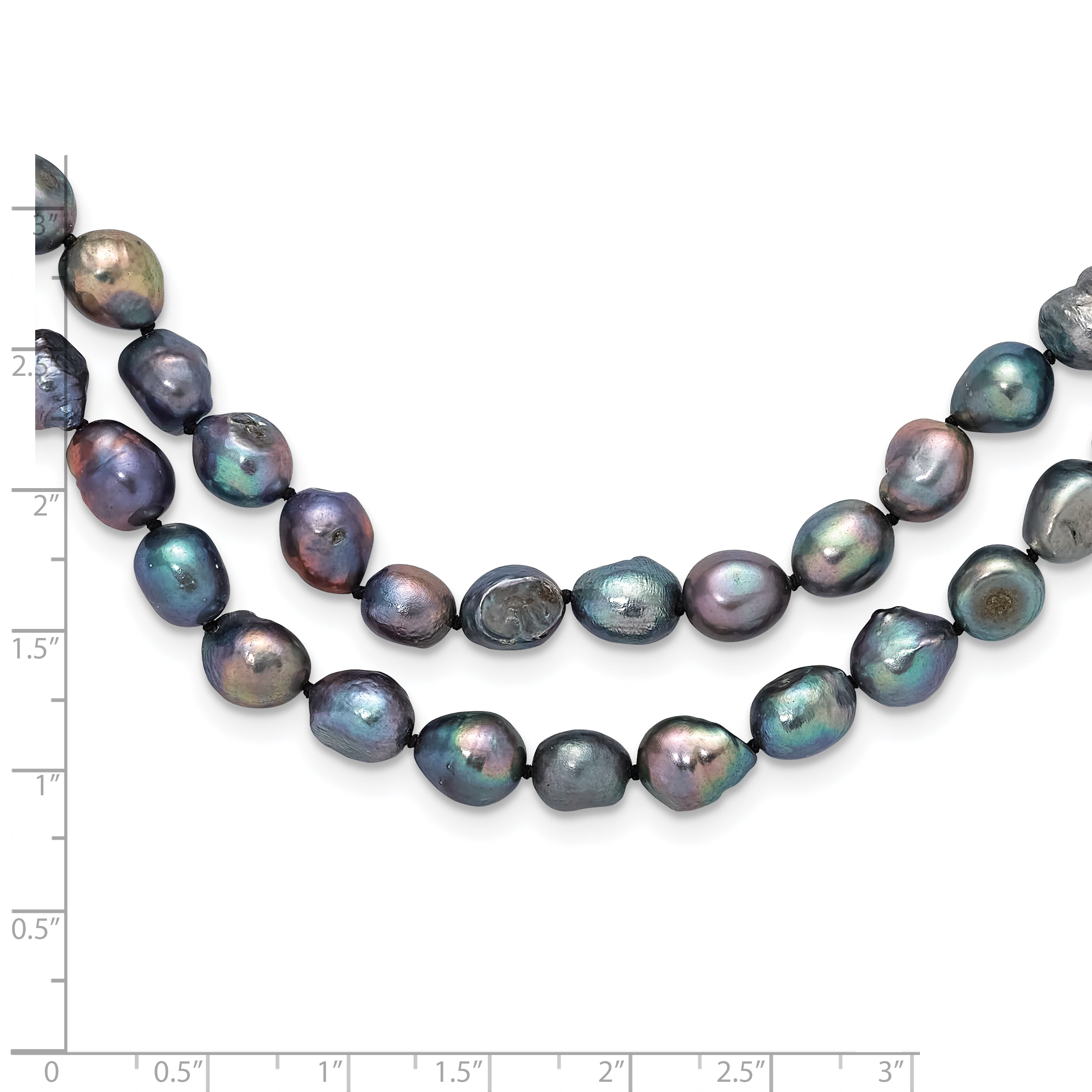 9-10mm Baroque Black Freshwater Cultured Pearl Endless 64in Necklace