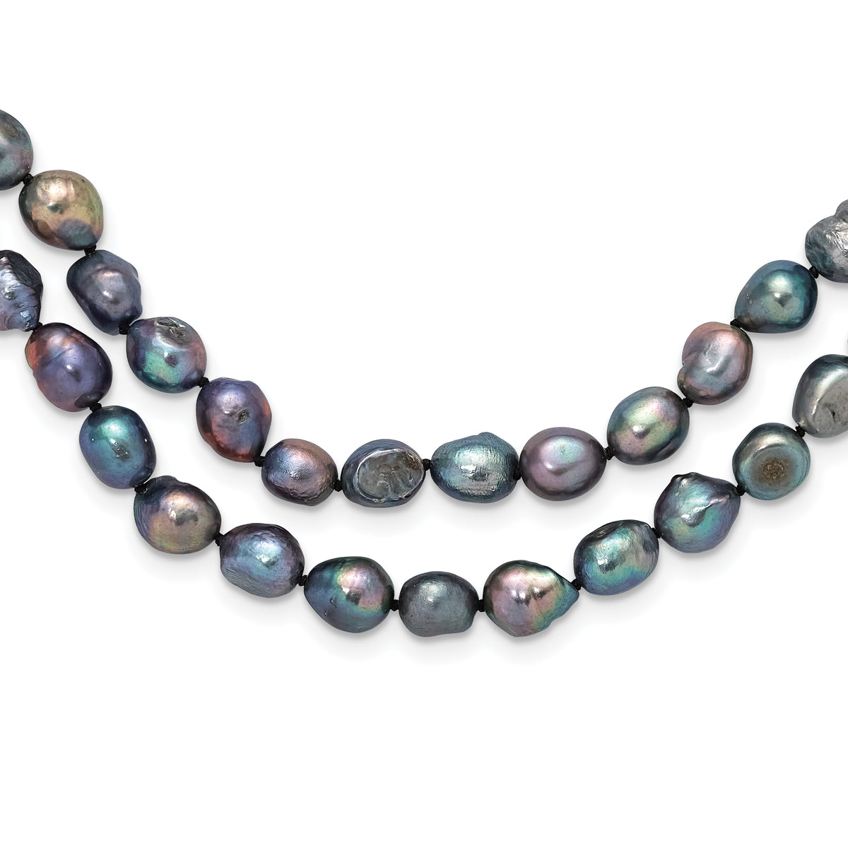 9-10mm Baroque Black Freshwater Cultured Pearl Endless 64in Necklace