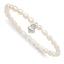 Sterling Silver Polished FWC Pearl & Heart Children's Stretch Bracelet