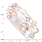 6-7mm Multicolored Baroque Freshwater Cultured Pearl and GlaSterling Silver Beaded Wrap Bracelet