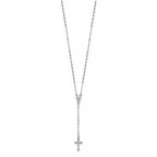 Sterling Silver Rhodium Plated Polished Beaded Rosary