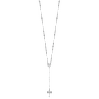 Sterling Silver Rhodium-plated Polished Beaded Rosary 24 inch Necklace