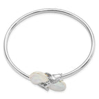 Sophia Jewelers Sterling Silver Keshi Pearl Flexible Bangle with CZ Elegance
