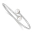 Sterling Silver Rhodium 9-10mm White FWC Pearl Flexible Cuff Bangle