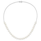 Sterling Silver RH 7-8mm White FWC Pearl Earring/Necklace Set
