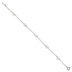 Sterling Silver RH 4-5mm Wte Semi FWC Pearl 5 Station Bracelet