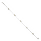 Sterling Silver RH 4-5mm Wte Semi FWC Pearl 5 Station Bracelet