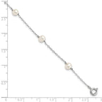 Sterling Silver RH 4-5mm Wte Semi FWC Pearl 5 Station Bracelet