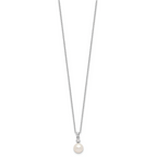 Sterling Silver Rhodium-plated 8-9mm FWC Pearl CZ Earring/Necklace Set