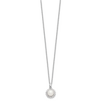Sterling Silver Rhodium-plated 8-9mm FWC Pearl CZ Earring/Necklace Set