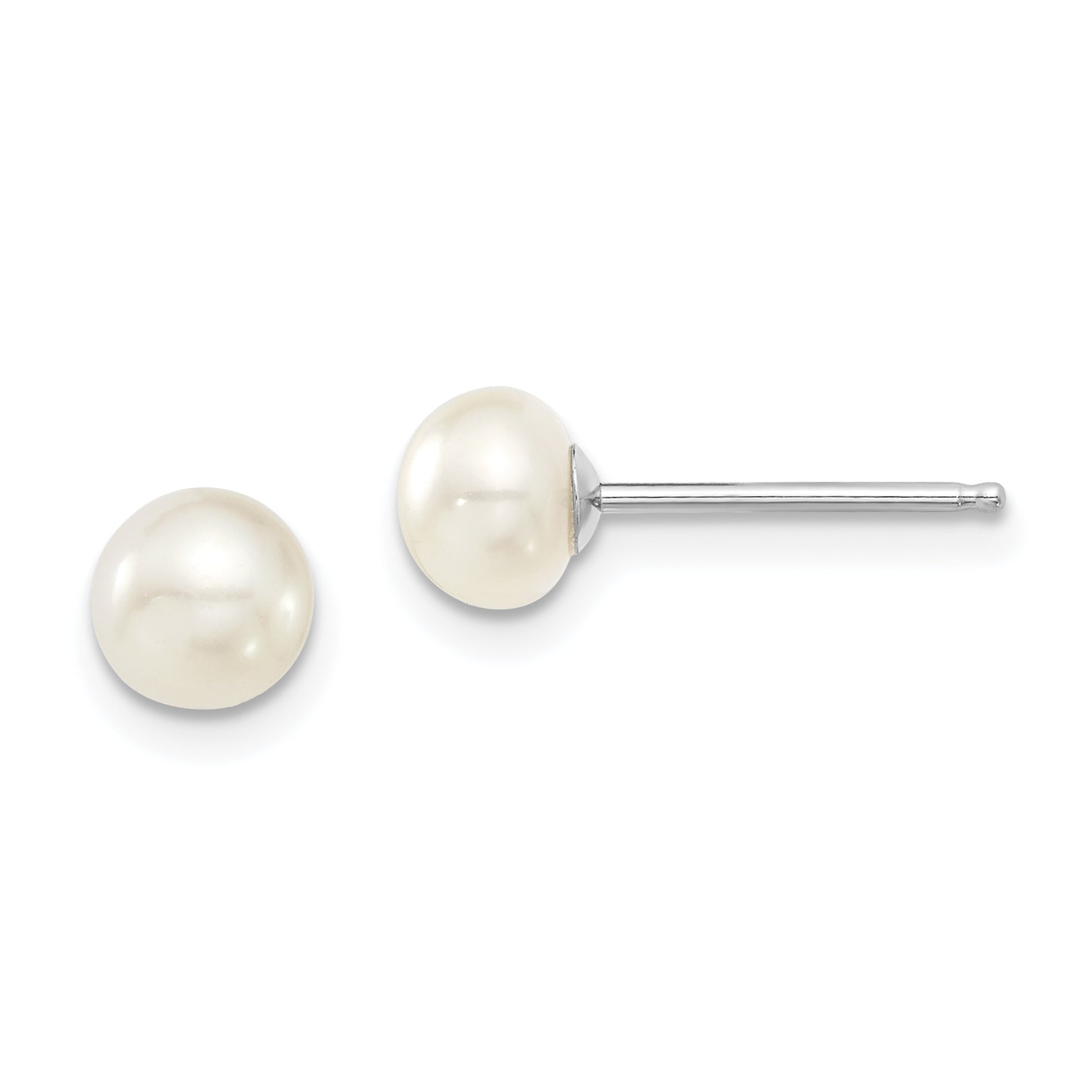 Sterling Silver Rhodium-plated 6-7mm White FWC Pearl Earring/Necklace Set Secondary image