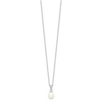 Sterling Silver Rhodium-plated 6-7mm White FWC Pearl Earring/Necklace Set