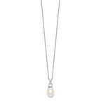 Sterling Silver Rhodium-plated 10-11mm FWC Pearl Earring/Necklace Set