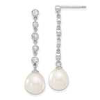 Sterling Silver Rhodium-plated 8-9mm FWC Pearl CZ Earring/Necklace Set