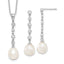 Sterling Silver Rhodium-plated 8-9mm FWC Pearl CZ Earring/Necklace Set