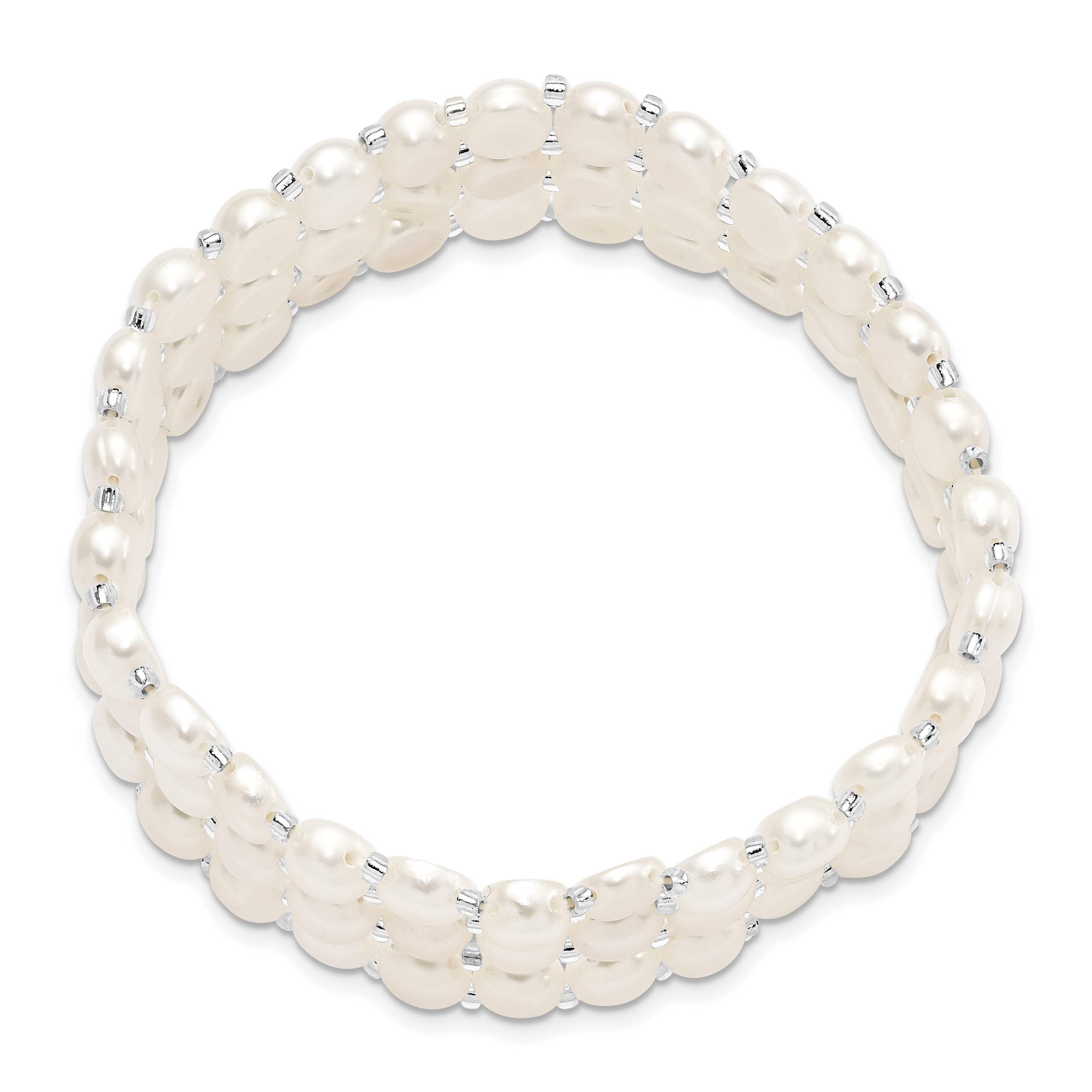 Sophia Jewelers White Freshwater Pearl Multi-Row Stretch Bracelet