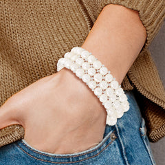 Sophia Jewelers White Freshwater Pearl Multi-Row Stretch Bracelet