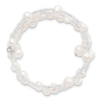 Sophia Jewelers Sterling Silver Wrap Bracelet with White Baroque Pearls and GlaSterling Silver Beads