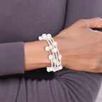 Sophia Jewelers Sterling Silver Wrap Bracelet with White Baroque Pearls and GlaSterling Silver Beads