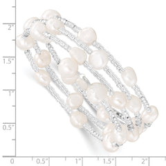 Sophia Jewelers Sterling Silver Wrap Bracelet with White Baroque Pearls and Glass Beads