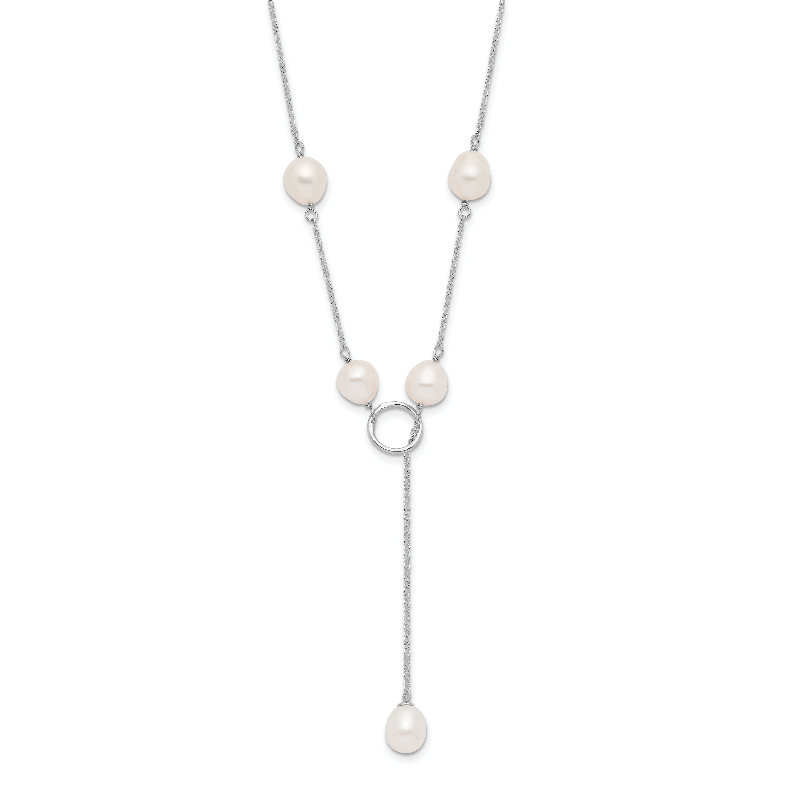 Sophia Jewelers Elegant Sterling Silver Freshwater Pearl Toggle Necklace