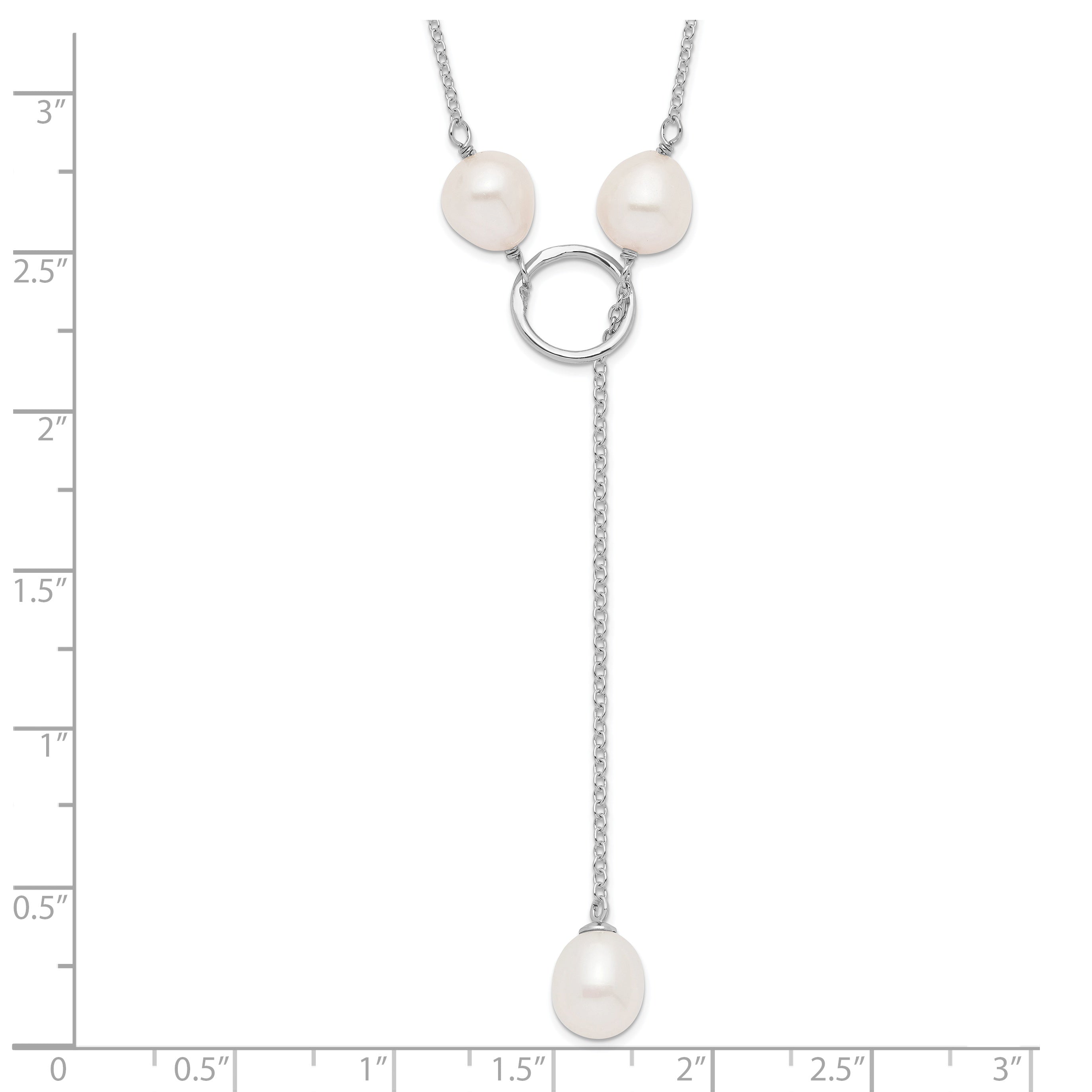 Sophia Jewelers Elegant Sterling Silver Freshwater Pearl Toggle Necklace
