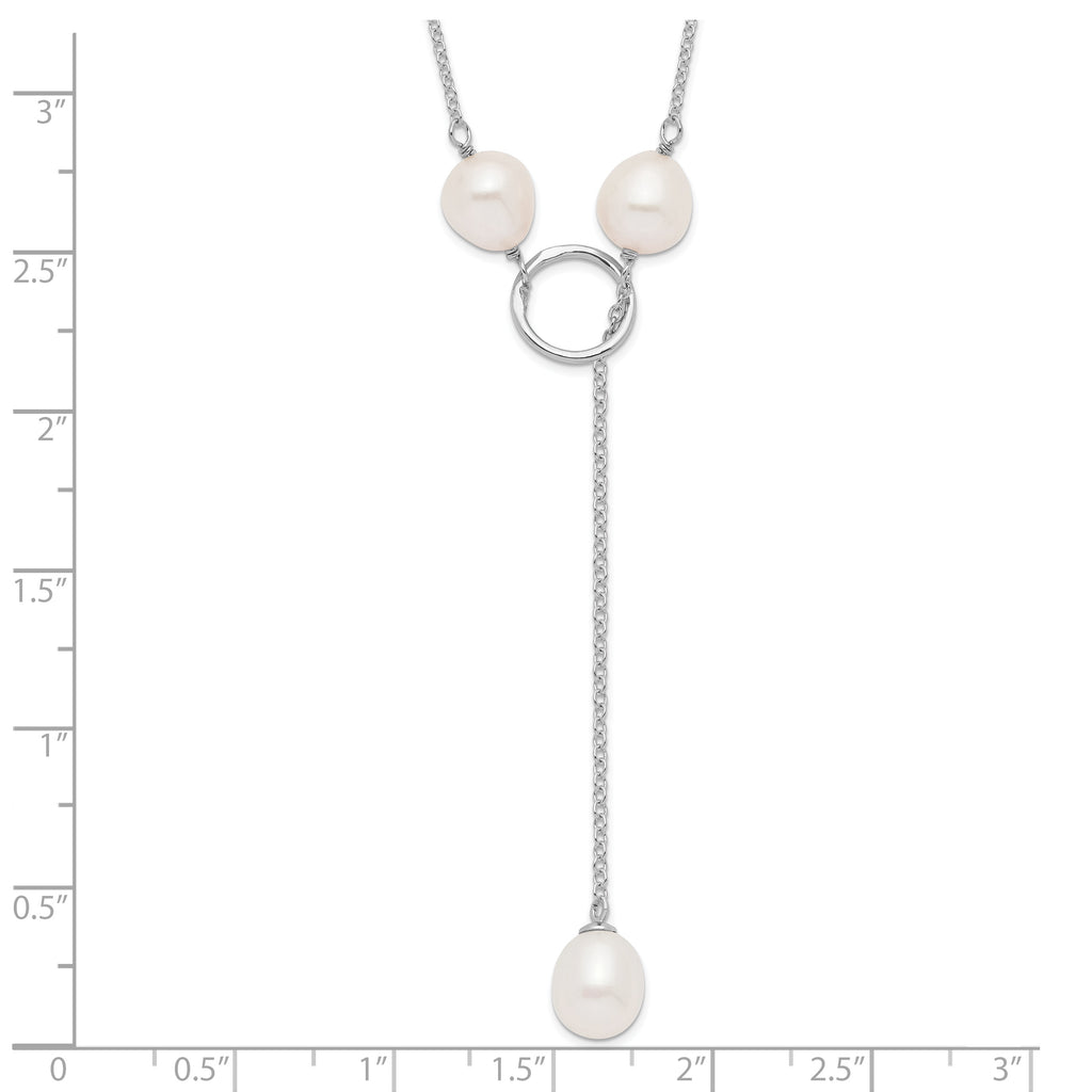 Sophia Jewelers Elegant Sterling Silver Freshwater Pearl Toggle Necklace