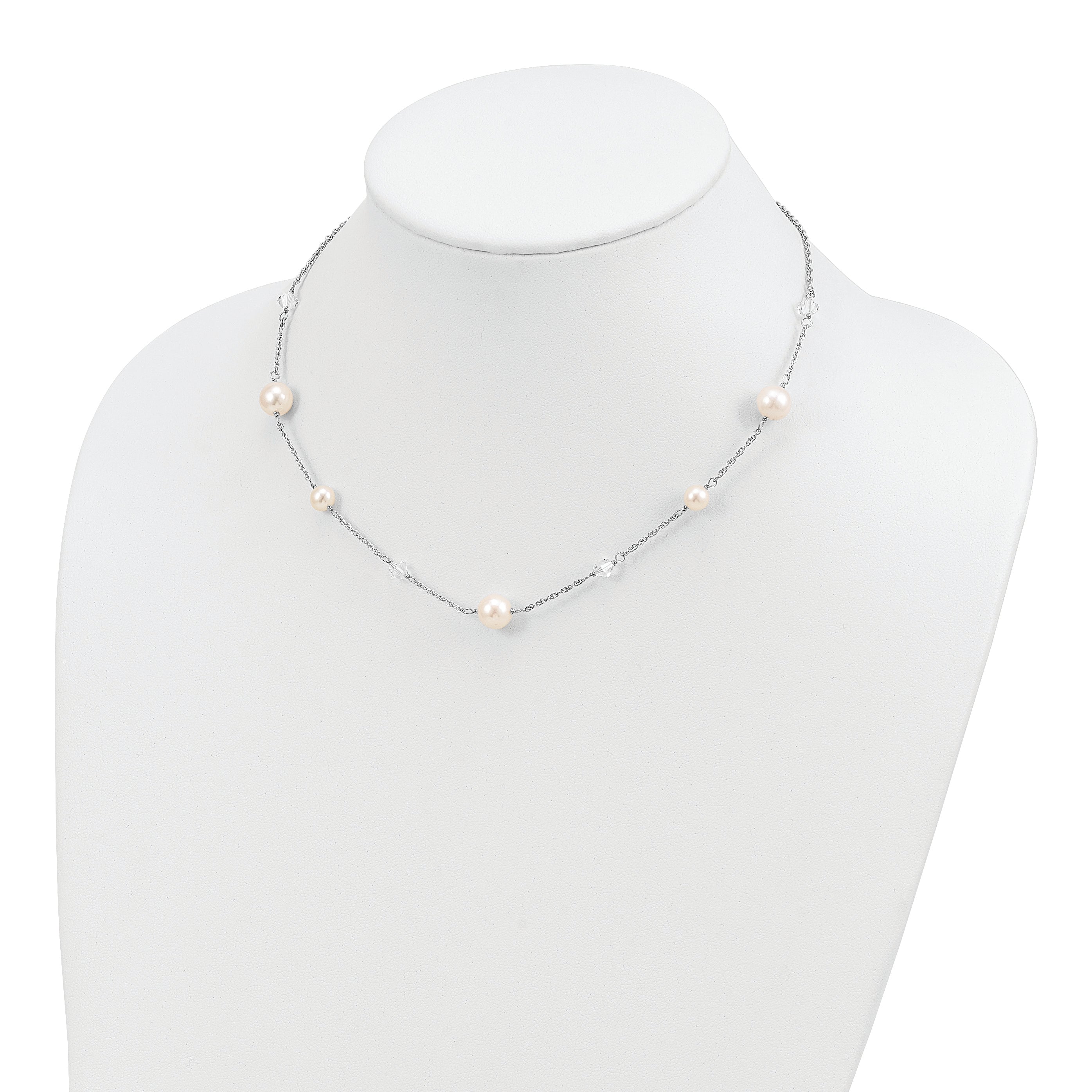 Sophia Jewelers Sterling Silver Cultured Pearl Necklace with Polished Finish