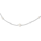 Sterling Silver RH 6-10mm Wt FWC Pearl Glass 5 Stat 2.5in ext Necklace