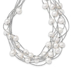 Sterling Silver RH 8-10mm White FWC Pearl Multi-strand Necklace