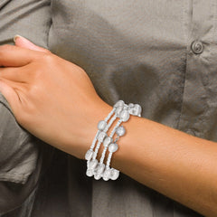 Sterling Silver Grey Baroque Pearl Wrap Bracelet with Glass Beads