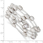 Sterling Silver Grey Baroque Pearl Wrap Bracelet with GlaSterling Silver Beads