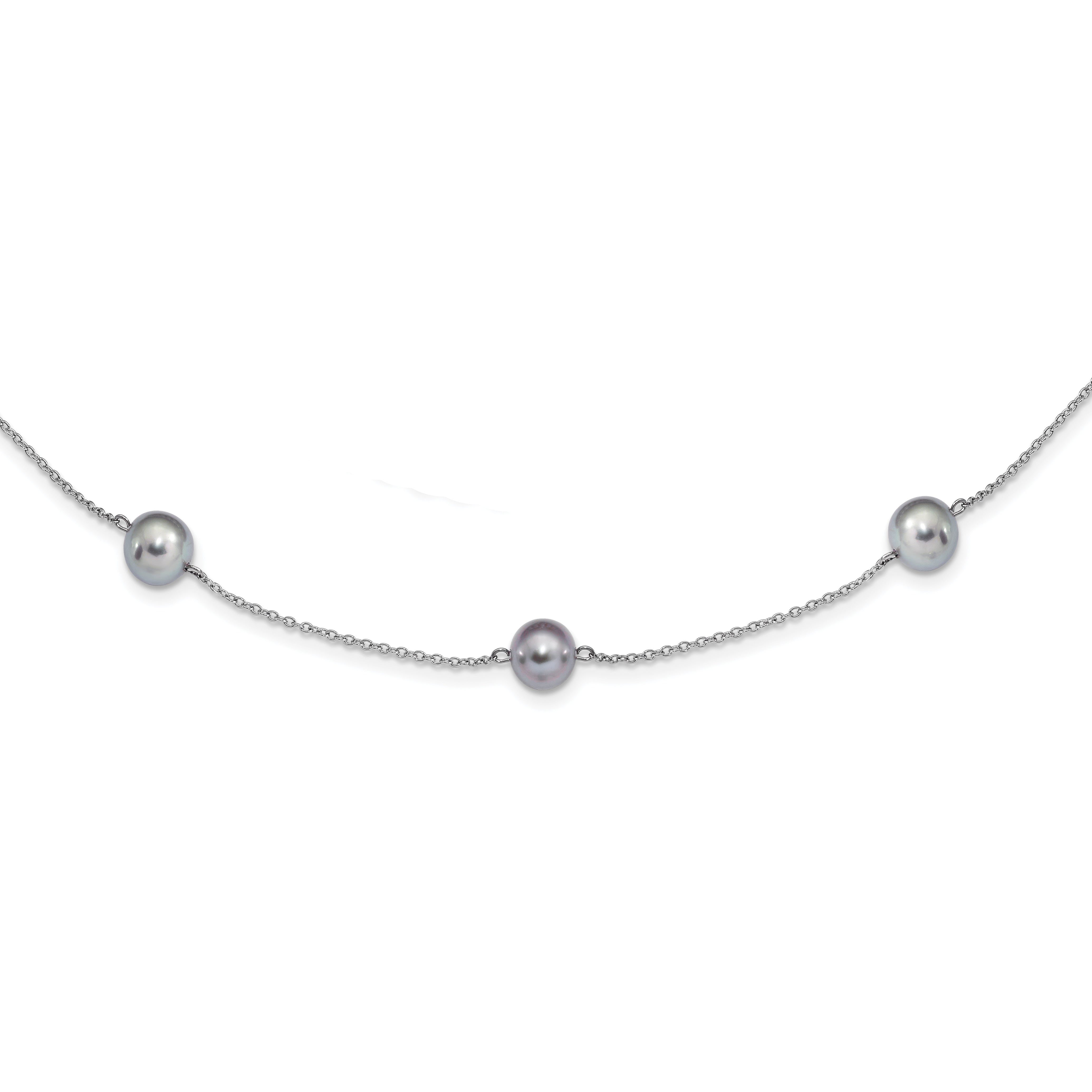 Sterling Silver RH 7-8mm Grey FWC Pearl 9 Station Necklace Main image