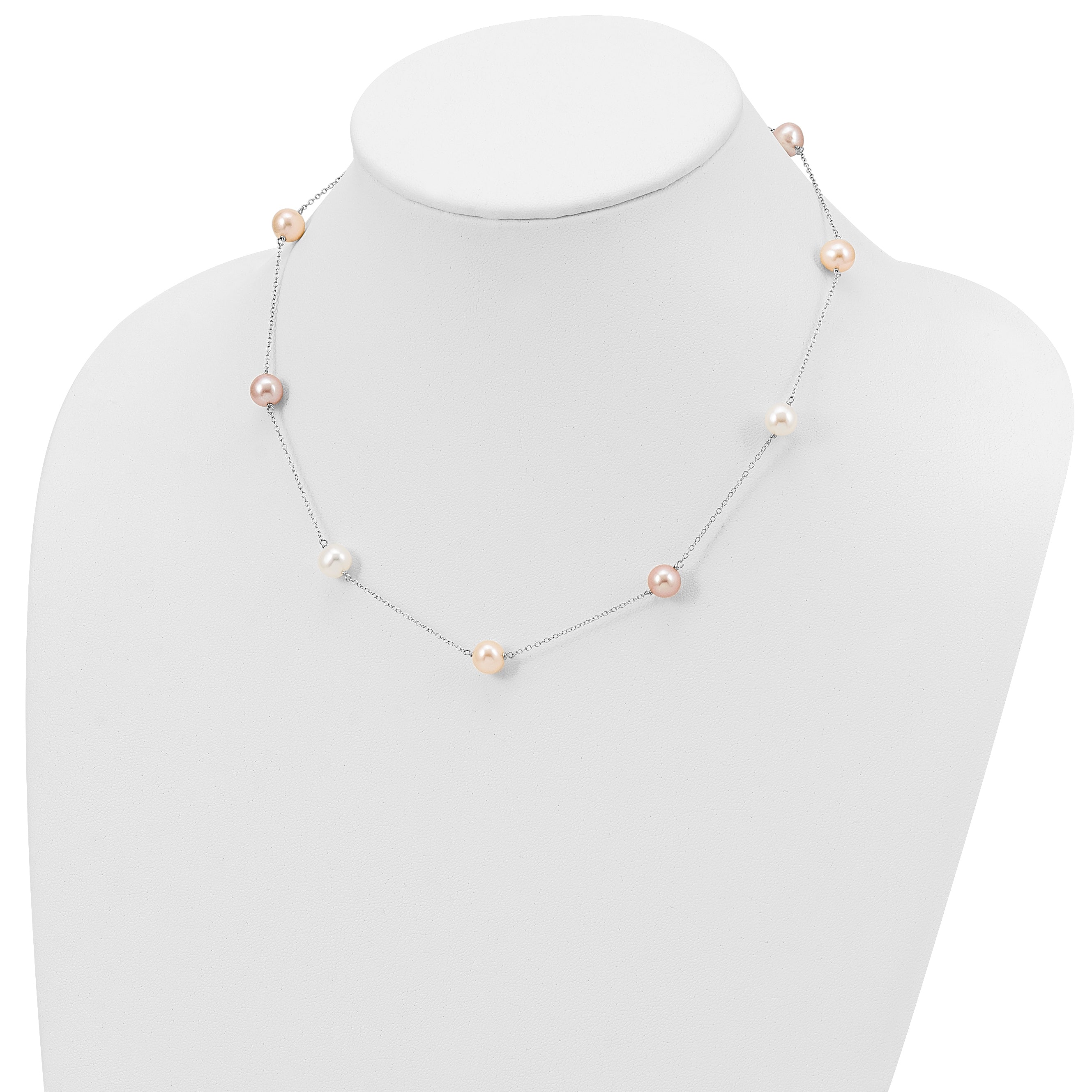 Sophia Jewelers Sterling Silver Multi-Color Pearl Cable Necklace 18 Polished