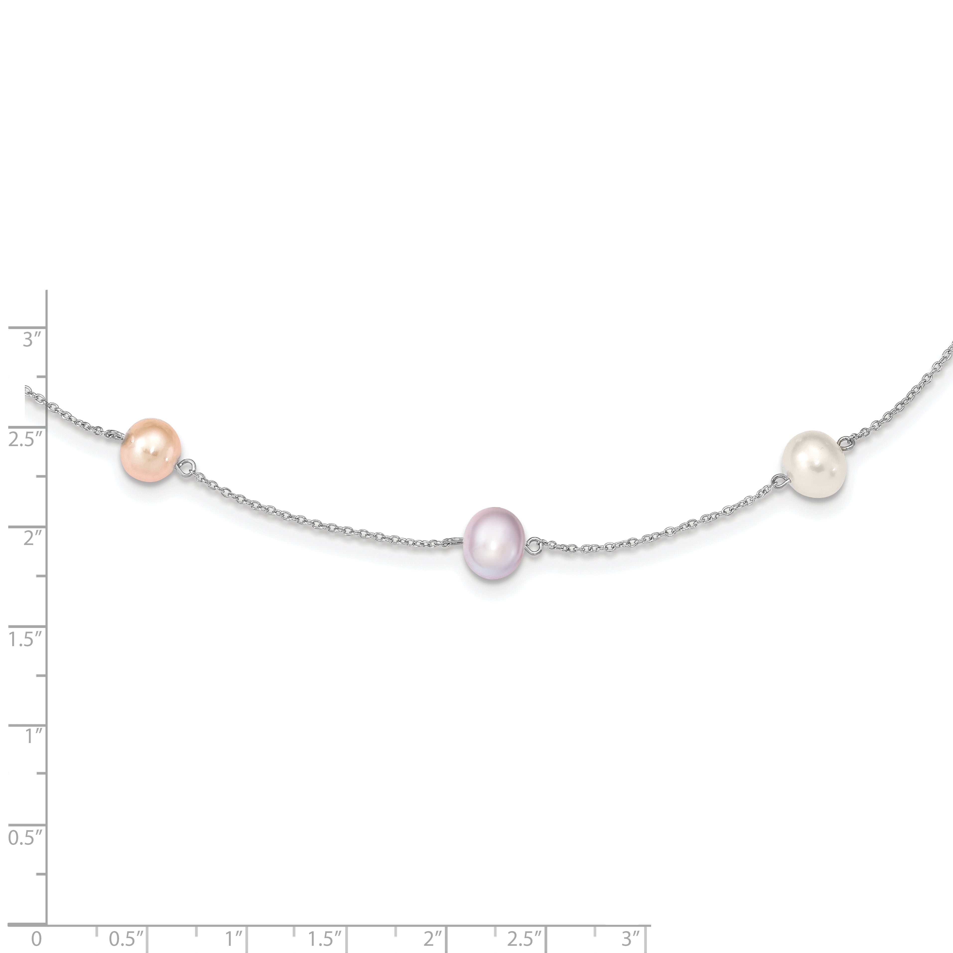 Sophia Jewelers Sterling Silver Multi-Color Pearl Cable Necklace 18 Polished