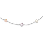 Sterling Silver RH 7-8mm Multi-color FWC Pearl 9 Station Necklace