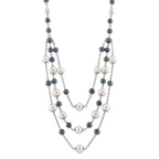 Sterling Silver RH 6-10mm Wte/Blk FWC Pearl Layered 2in ext. Neck