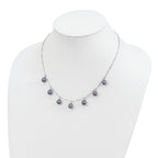 Sterling Silver RH 7-8mm Black Teardrop FWC Pearl Dangle Necklace