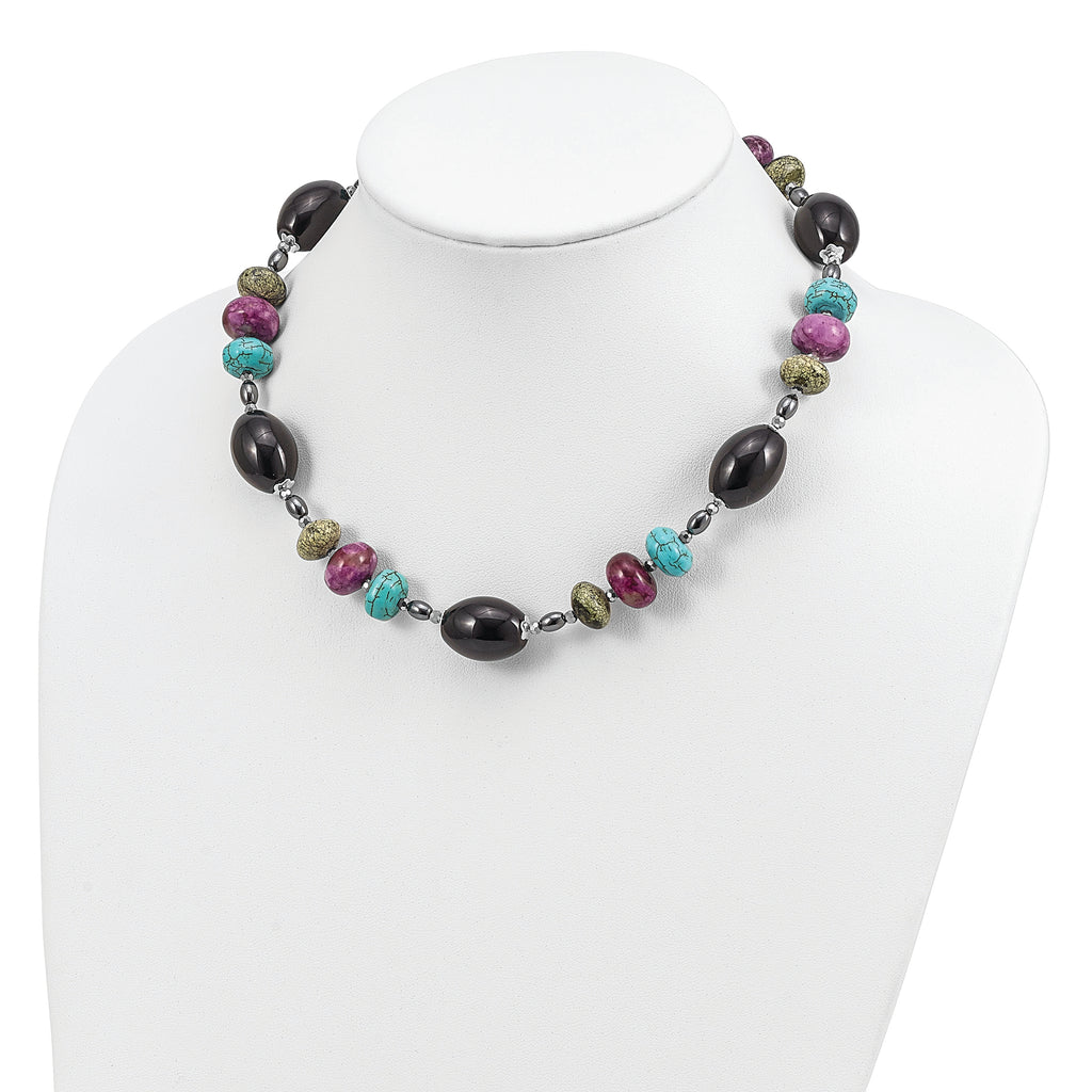 Sophia Jewelers Sterling Silver Natural Stone Women's Necklace Elegant Polished Finish