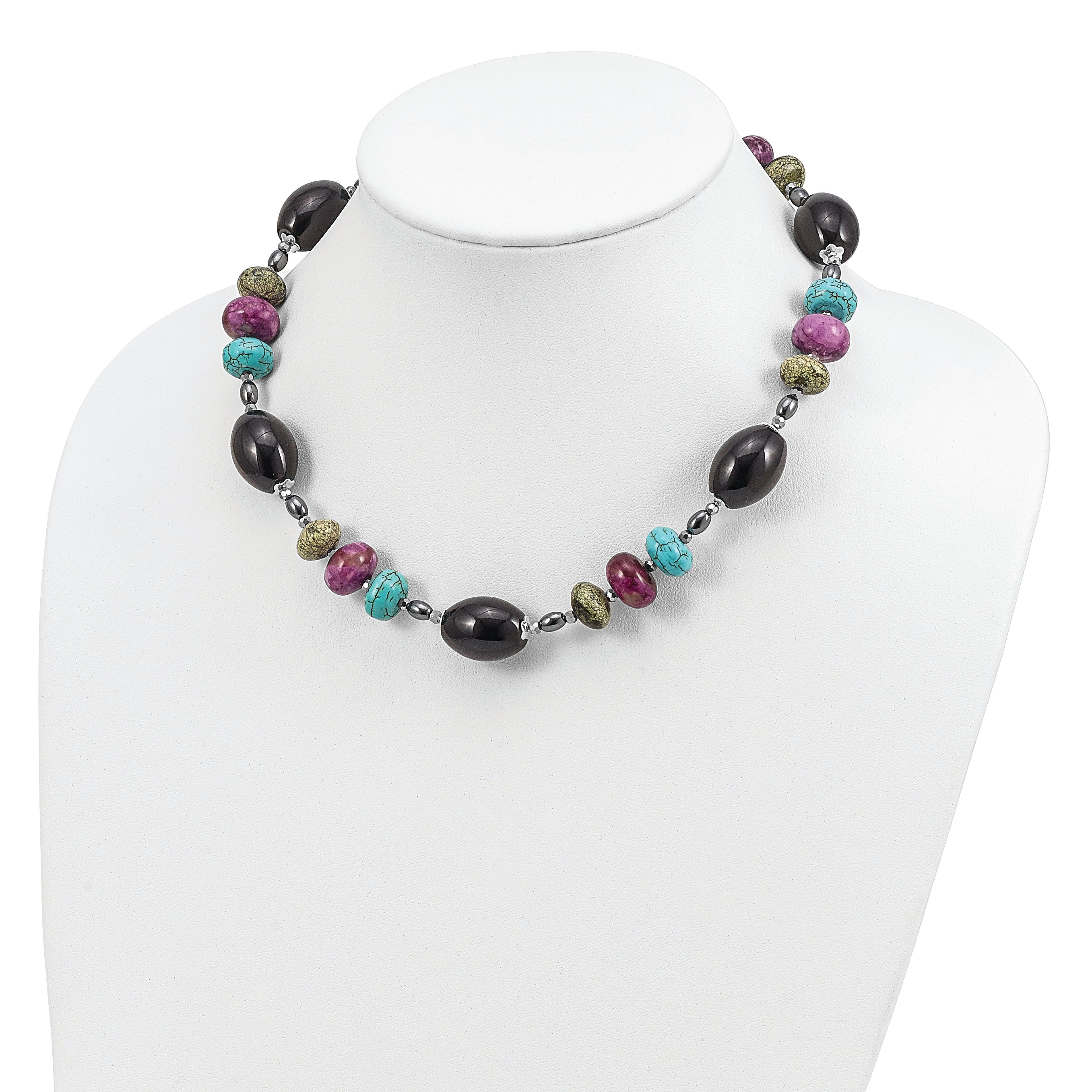 Sophia Jewelers Sterling Silver Natural Stone Women's Necklace Elegant Polished Finish