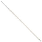 Sterling Silver Rh-plated 6-7mm FWC Pearl w/2in Ext Anklet