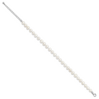 Sterling Silver Rh-plated 7-8mm FWC Pearl CZ w/2in Ext Anklet