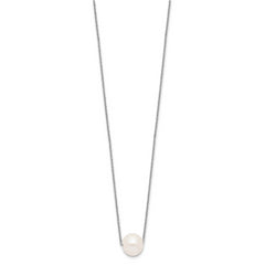 Sterling Silver Rhodium-plated 10-11mm White Near Round FWC Pearl Necklace