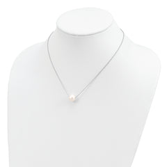 Sterling Silver Rhodium-plated 10-11mm White Near Round FWC Pearl Necklace