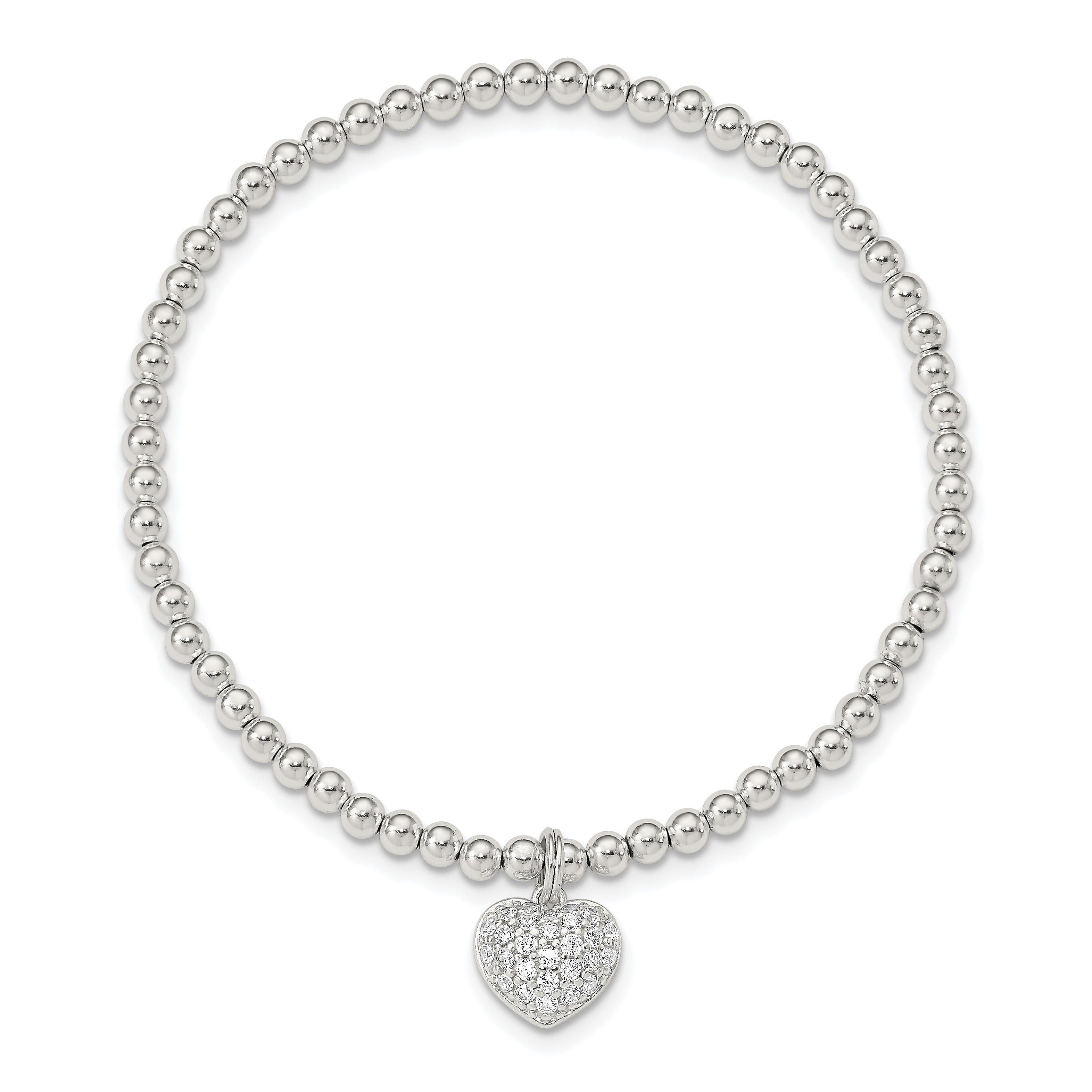 Sterling Silver CZ Heart Stretch Bracelet Secondary image