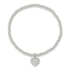 Sterling Silver CZ Heart Stretch Bracelet