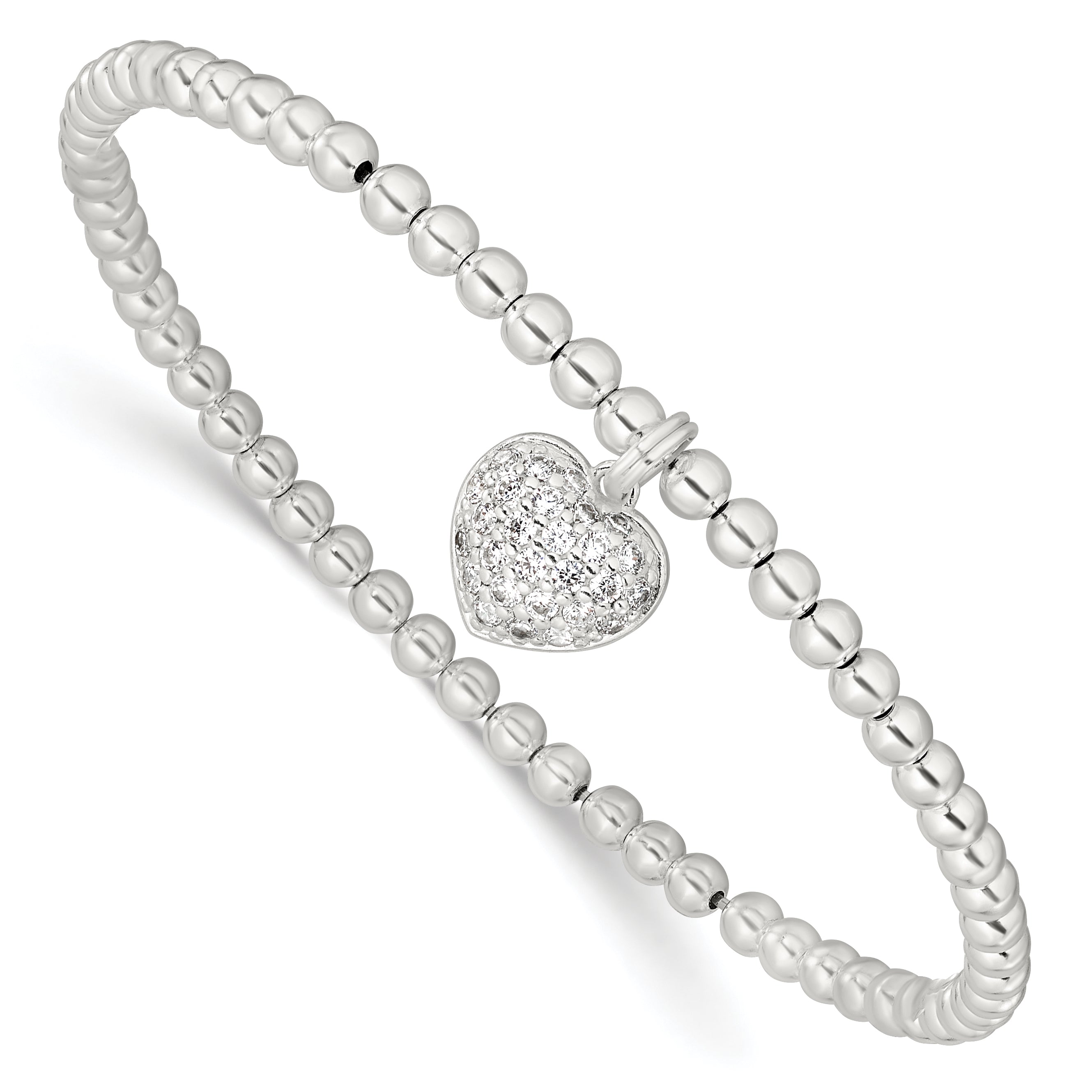 Sterling Silver CZ Heart Stretch Bracelet Main image