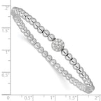 Sterling Silver Rhodium-plated Polished Beaded CZ Stretch Bracelet