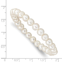 6-7mm White Freshwater Cultured Pearl Stretch Bracelet